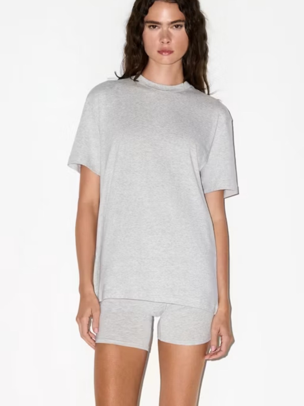 SKIMS BOYFRIEND T-SHIRT HEATHER GREY XS XSMALL